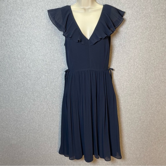 Gap Flutter Sleeve  Cinch Waist Navy Blue Midi Dress - Picture 3 of 13